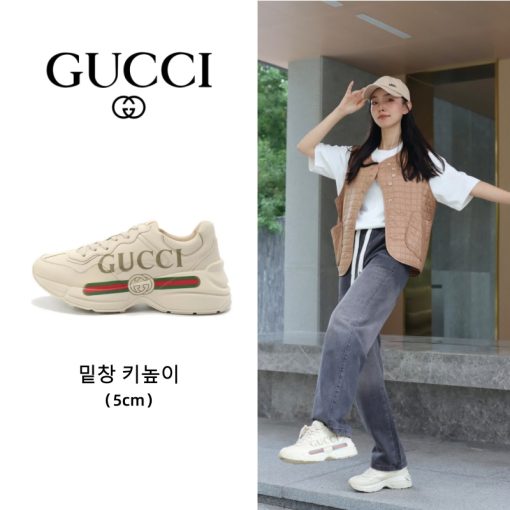 【☆공주님 최애】구찌 롸이톤 레더 스니커즈 띠 로고 528892 DRW00 9522